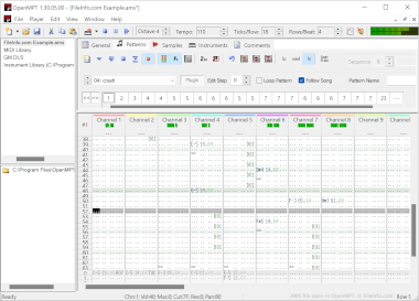 Screenshot of a .ams file in OpenMPT