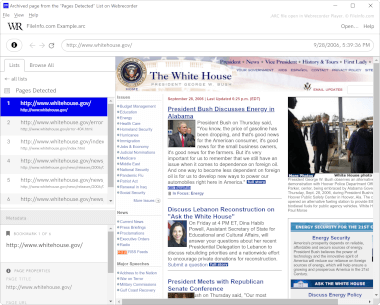 Screenshot of a .arc file in Webrecorder Player
