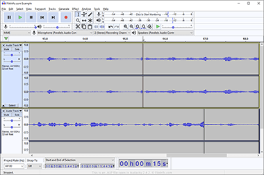 Screenshot of a .aup file in Audacity 2.4.2