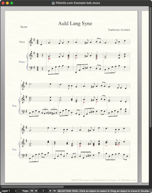 Screenshot of a .bakx file in MakeMusic Finale