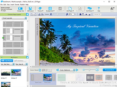 Screenshot of a .book file in Blurb BookSmart 3.4
