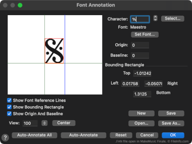 Screenshot of a .fan file in MakeMusic Finale