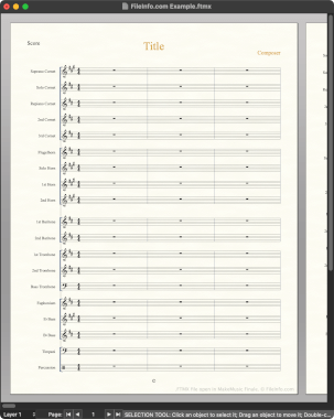 Screenshot of a .ftmx file in MakeMusic Finale