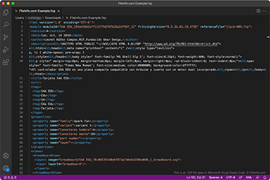Screenshot of a .fzp file in Microsoft Visual Studio Code