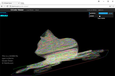 Screenshot of a .gcode file in jherrm GCode Viewer