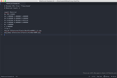 Screenshot of a .mtl file in Atom