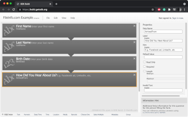 Screenshot of a .odkbuild file in ODK Build