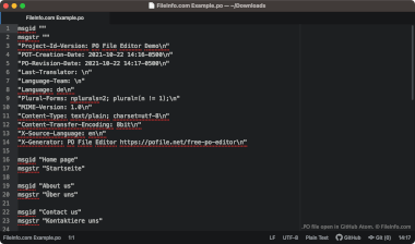 Screenshot of a .po file in GitHub Atom