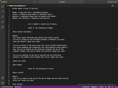 Screenshot of a .spl file in Microsoft Visual Studio Code