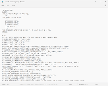 STP file open in Microsoft Notepad