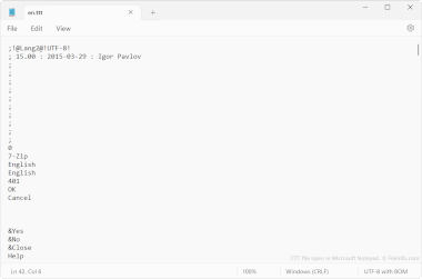 Screenshot of a .ttt file in Microsoft Notepad