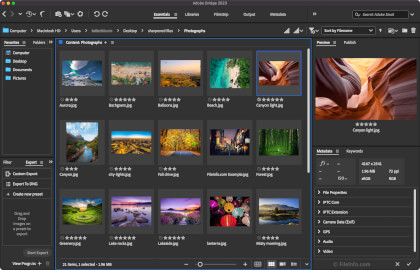 Screenshot of Adobe Bridge 2023