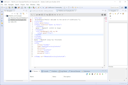 Screenshot of Adobe ColdFusion Builder 2018