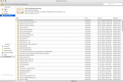 Screenshot of Apple Keychain Access 10.5