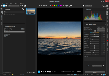 Screenshot of Corel AfterShot Pro