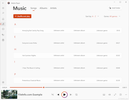 Screenshot of Microsoft Media Player 12