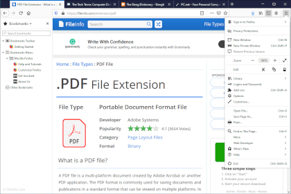 Screenshot of Mozilla Firefox 75